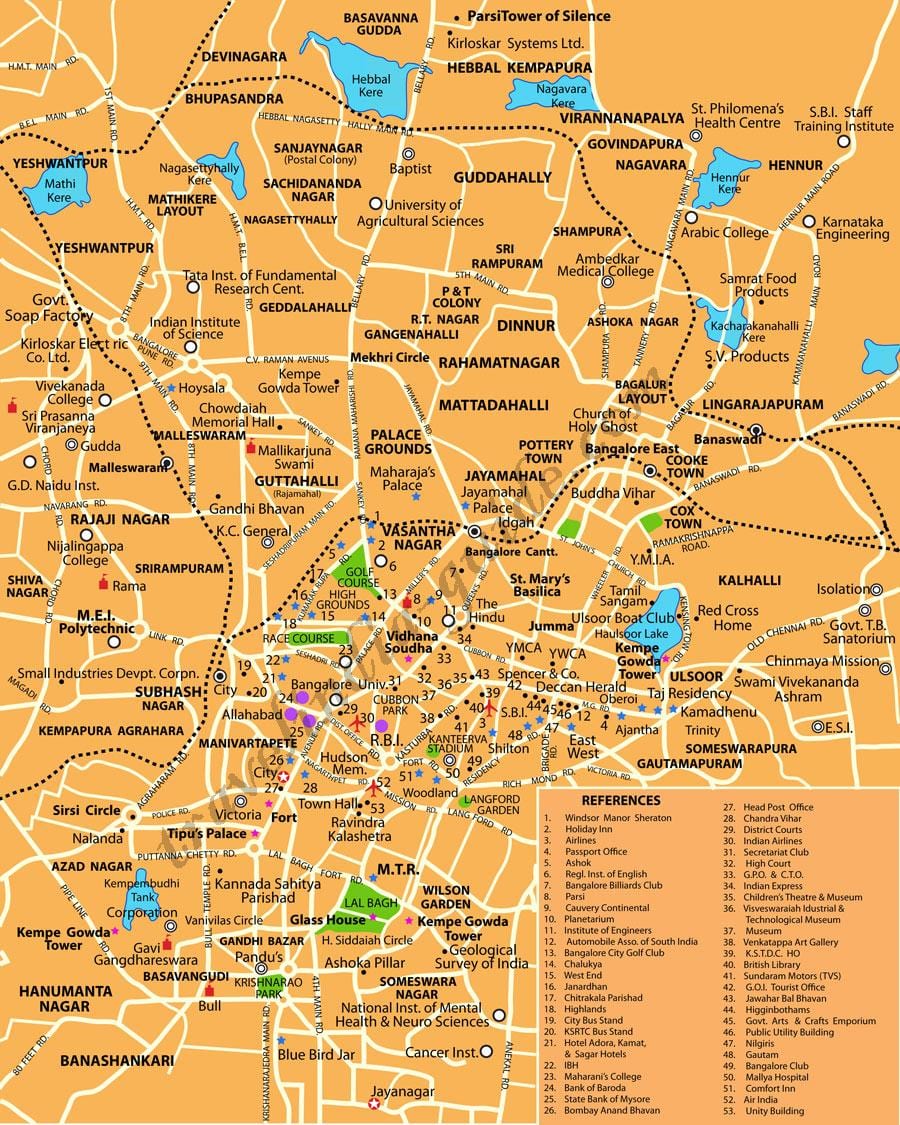 Бангалор на картата